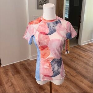 O'Neill S/M Women's Side Print Short Sleeve Rash Guard UV Protect Swim Top